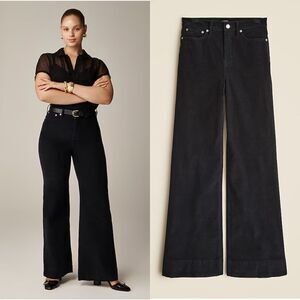 NWT J CREW Tall wide-leg corduroy trouser in black 32 TALL
